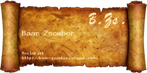 Baar Zsombor névjegykártya